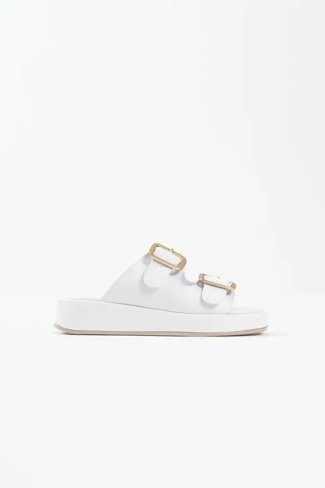 Beyaz Cilt Tokalı Terlik BUCCA17MY01B