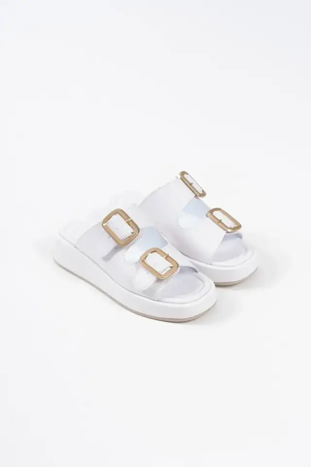 Beyaz Cilt Tokalı Terlik BUCCA17MY01B