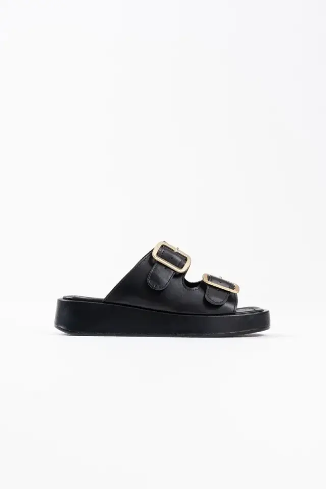 Siyah Cilt Tokalı Terlik BUCCA17MY01A