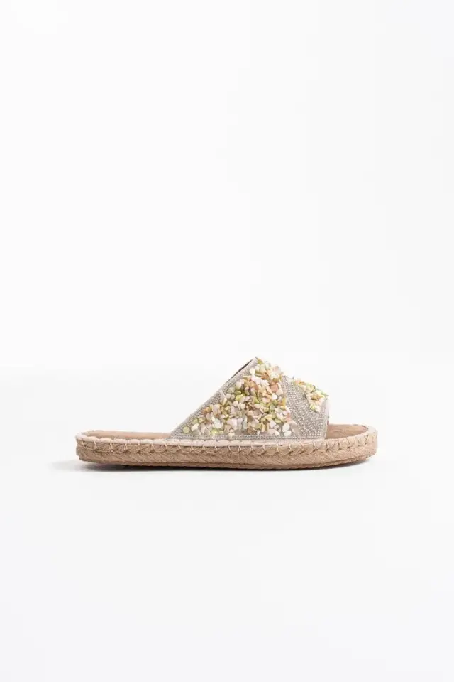 Kadın Bej Taş İşlemeli Terlik BUCCA35MY08B