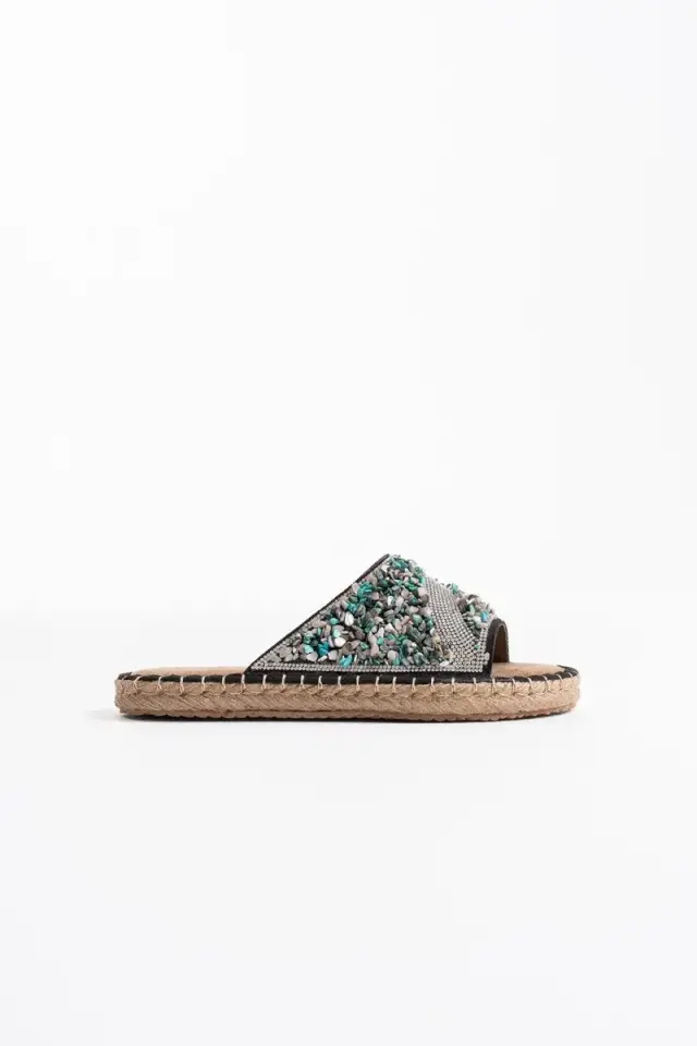 Kadın Siyah Taş İşlemeli Terlik BUCCA35MY08A