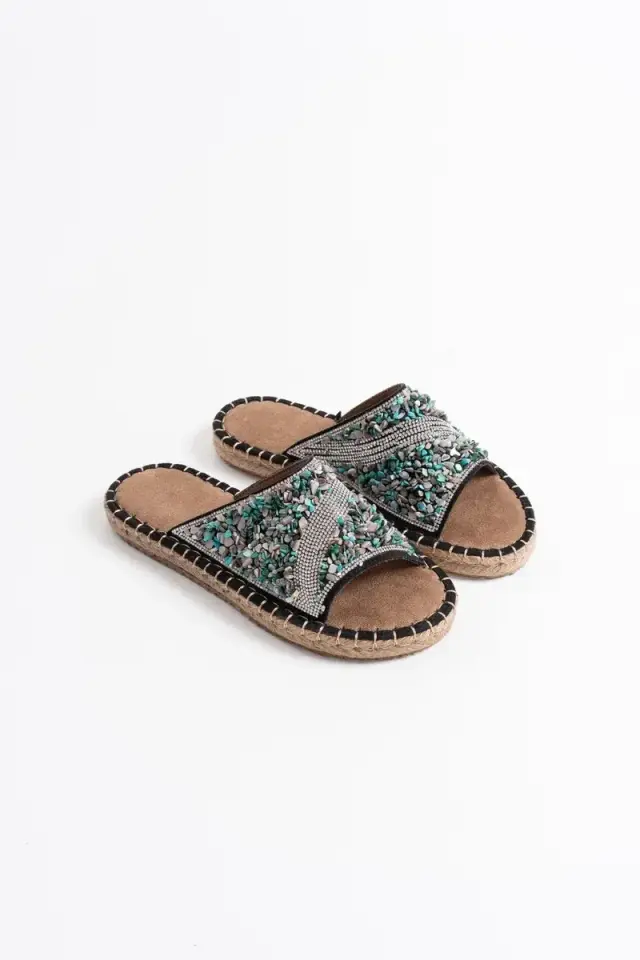 Kadın Siyah Taş İşlemeli Terlik BUCCA35MY08A