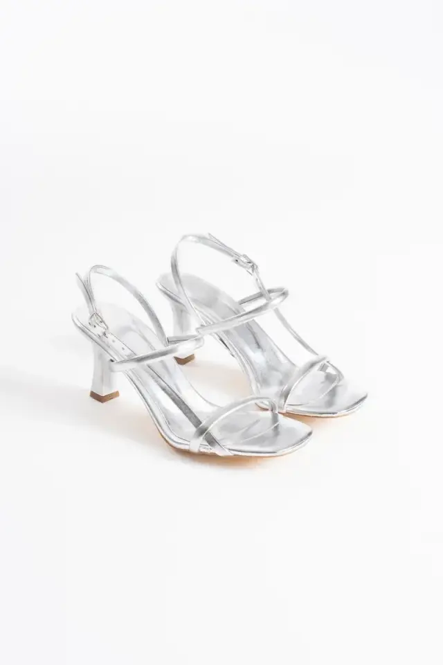 Kadın Gümüş Topuklu Sandalet BUCCA12MY06C