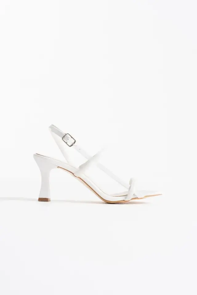 Kadın Beyaz Topuklu Sandalet BUCCA12MY06B
