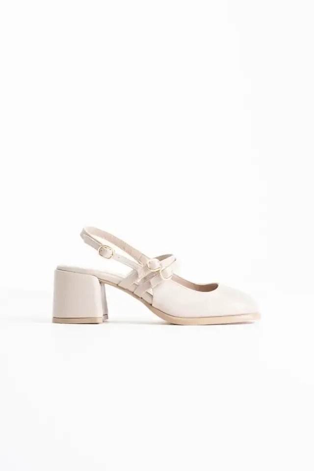 Bej Cilt Kadın Topuklu Ayakkabı BUCCA02MS03D