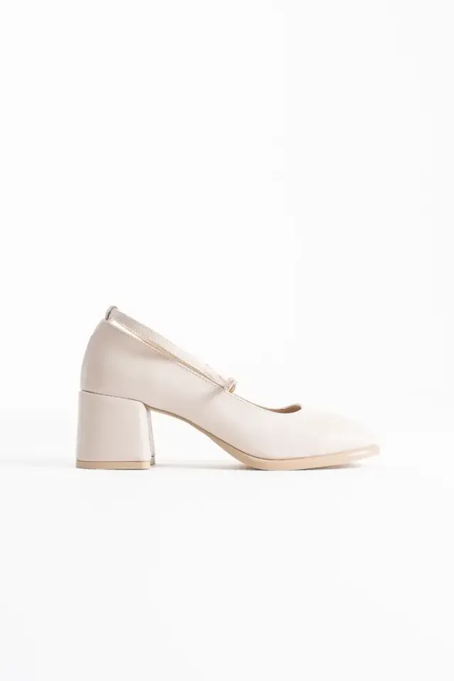 Bej Cilt Kadın Topuklu Ayakkabı BUCCA02MS01B