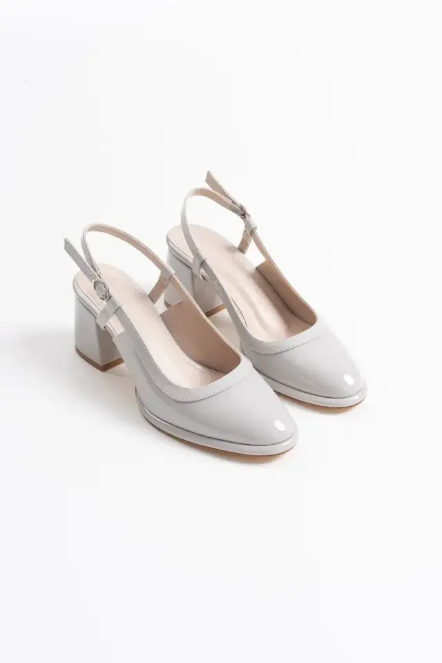 Gri Rugan Kadın Topuklu Ayakkabı BUCCA18MS17C