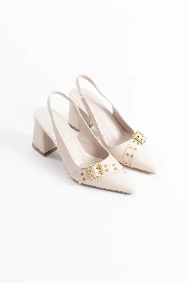 Bej Cilt Kadın Topuklu Ayakkabı BUCCA08MS07E