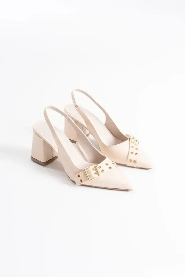 Bej Rugan Kadın Topuklu Ayakkabı BUCCA08MS07B