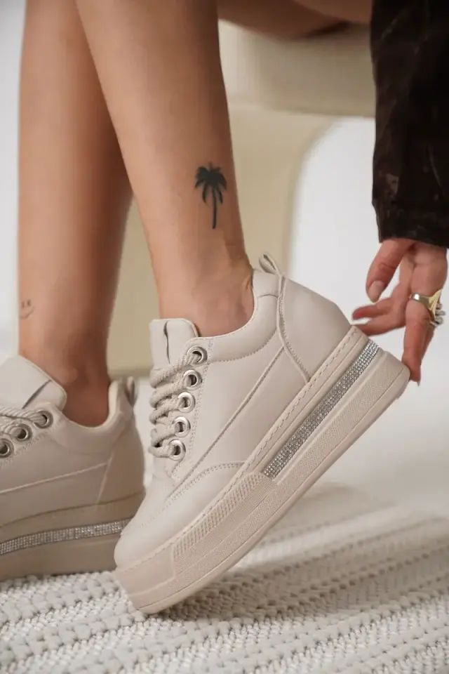 Kadın Bej Gizli Topuklu Sneaker BUCCA04MS01C