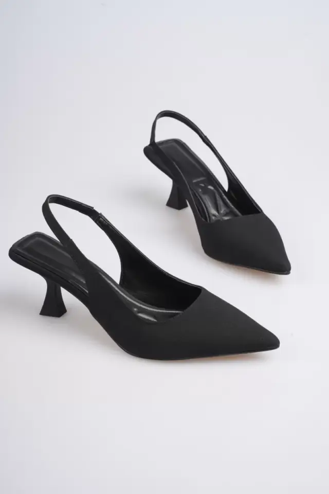 Kadın Siyah Saten Topuklu Ayakkabı BUCCA08MS08A