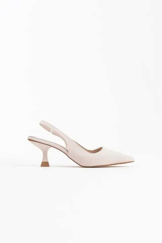 Kadın Bej Saten Topuklu Ayakkabı BUCCA08MS08B