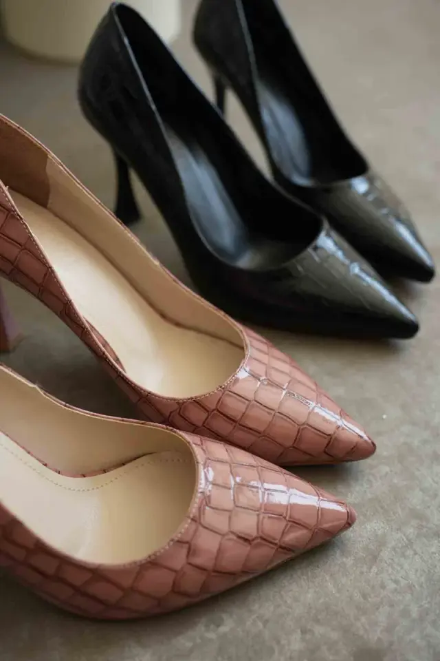 Somon Kroko Rugan Kadın Stiletto Ayakkabı | BUCCA