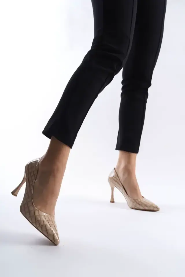 Kadın Nude Kroko Rugan Stiletto BUCCA08MS10D