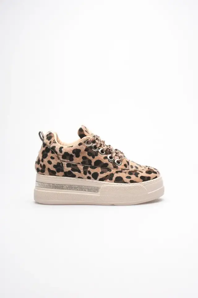 Kadın Leopar Desenli Gizli Topuklu Sneaker BUCCA04MS01E