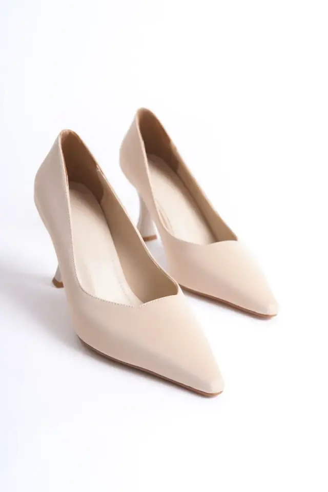 Bej Saten Kadın Stiletto Ayakkabı | BUCCA