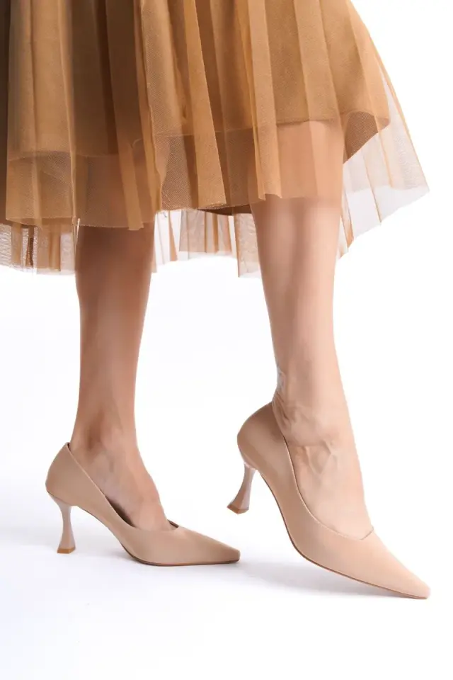 Nude Saten Kadın Stiletto Ayakkabı | BUCCA