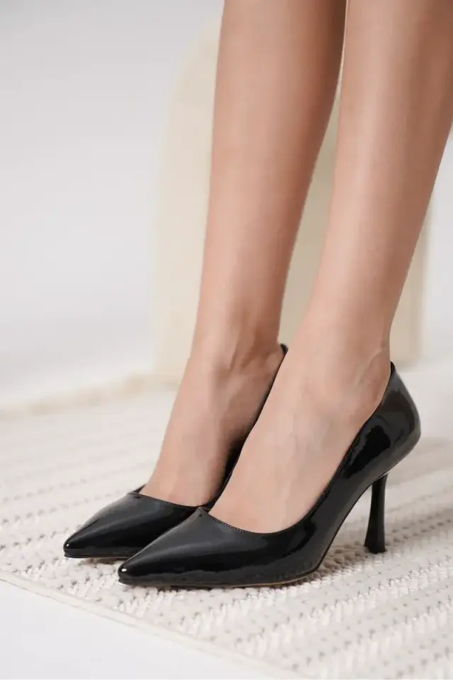Kadın Siyah Kırışık Rugan Stiletto BUCCA08MS26E