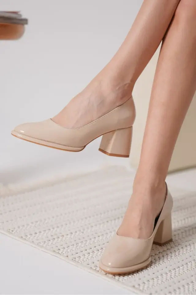 Nude Rugan Kadın Stiletto Ayakkabı | BUCCA