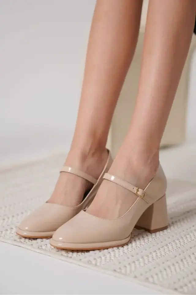 Nude Rugan Kadın Topuklu Ayakkabı BUCCA18MS07B