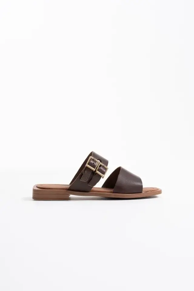 Acı Kahve Hakiki Deri Terlik BUCCA31MY33D