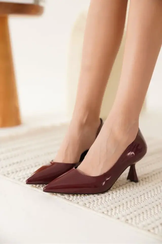 Kadın Bordo Rugan Topuklu Ayakkabı BUCCA08MS44G