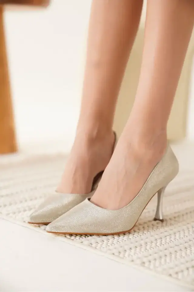 Kadın Gümüş Özel Malzeme Topuklu Ayakkabı BUCCA08MS45F