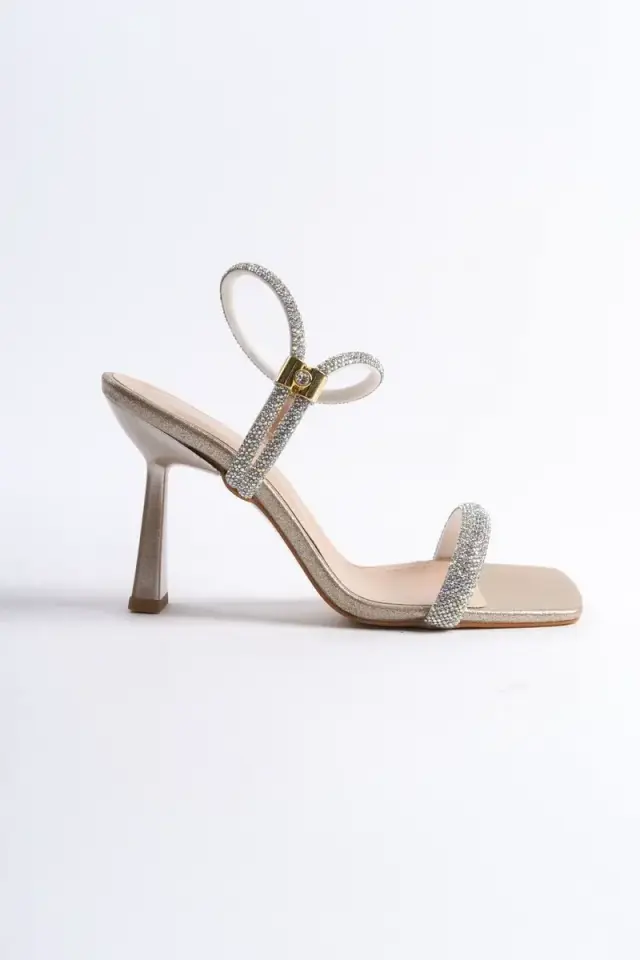 Altın Taşlı Kadın Topuklu Sandalet BUCCA29MY03B