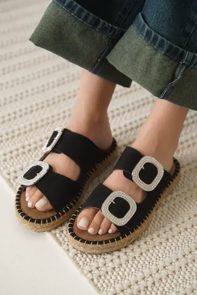 Süet Siyah Taşlı Kadın Terlik BUCCA35MY05A