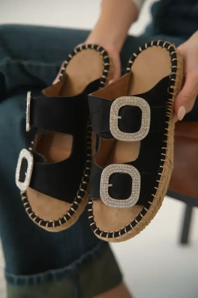 Süet Siyah Taşlı Kadın Terlik BUCCA35MY05A