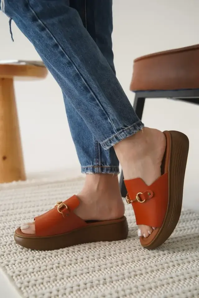 Kiremit Hakiki Deri Terlik BUCCA31MY62F