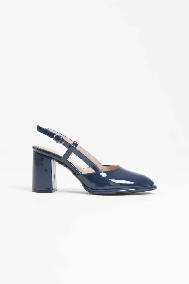 Lacivert Rugan Kadın Topuklu Ayakkabı BUCCA18MS18C