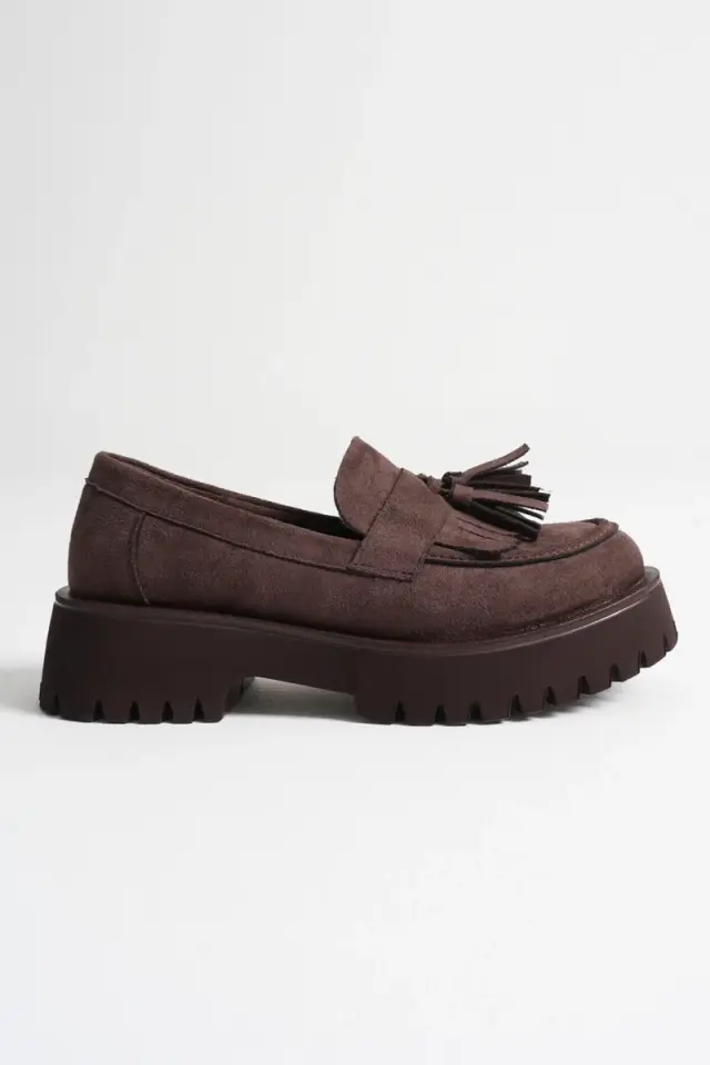 Kadın Günlük Acı Kahve Süet Loafer Ayakkabı BUCCA10MS03E