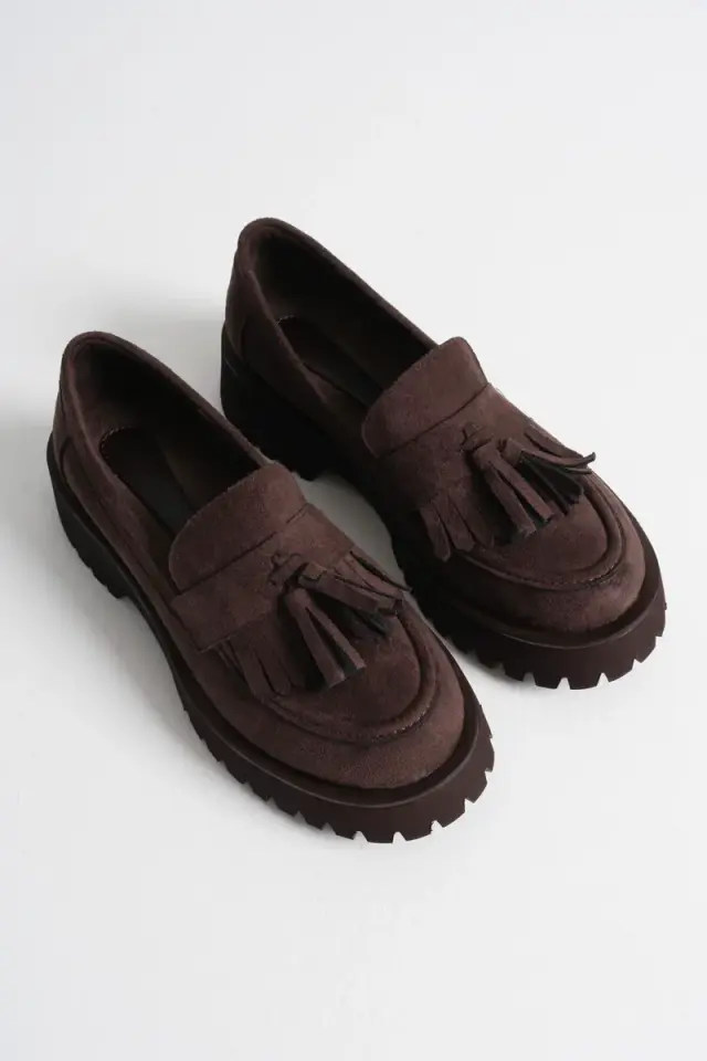 Kadın Günlük Acı Kahve Süet Loafer Ayakkabı BUCCA10MS03E