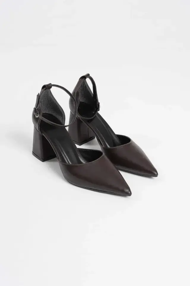 Acı Kahve Cilt Kadın Topuklu Ayakkabı BUCCA08MS11F