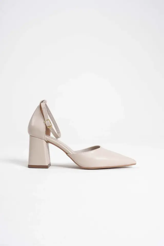 Bej Cilt Kadın Topuklu Ayakkabı BUCCA08MS11G