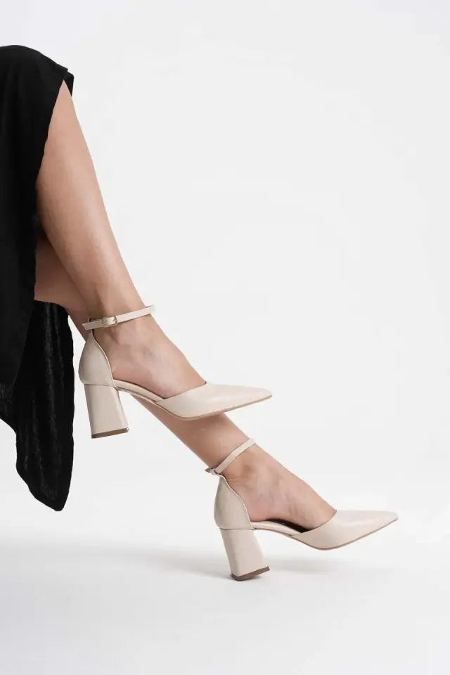 Bej Cilt Kadın Topuklu Ayakkabı BUCCA08MS11G