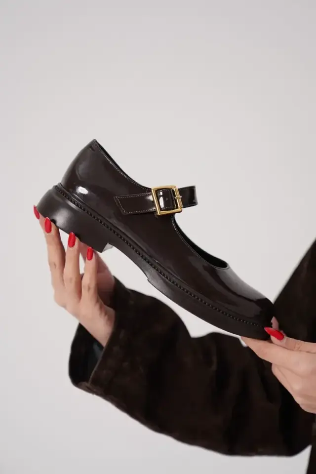 Acı Kahve Rugan Mary Jane Ayakkabı BUCCA09MS01C