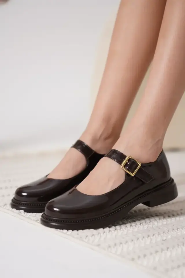 Acı Kahve Rugan Mary Jane Ayakkabı BUCCA09MS01C