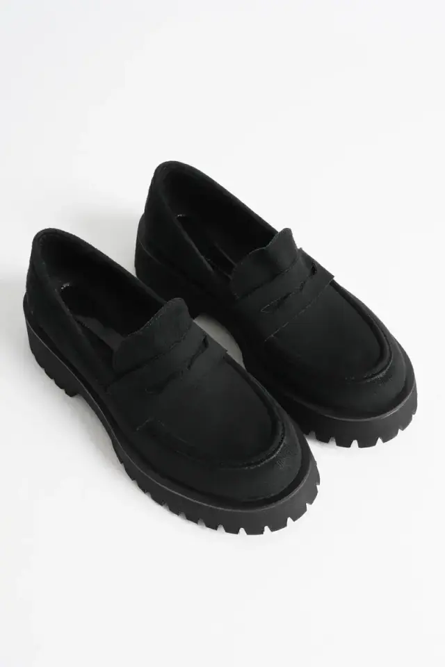 Kadın Günlük Siyah Süet Loafer Ayakkabı BUCCA10MS02C