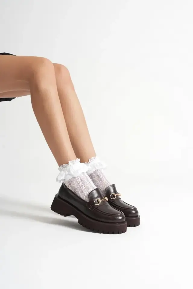 Toka Detaylı Acı Kahve Günlük Loafer Ayakkabı BUCCA10MS04B