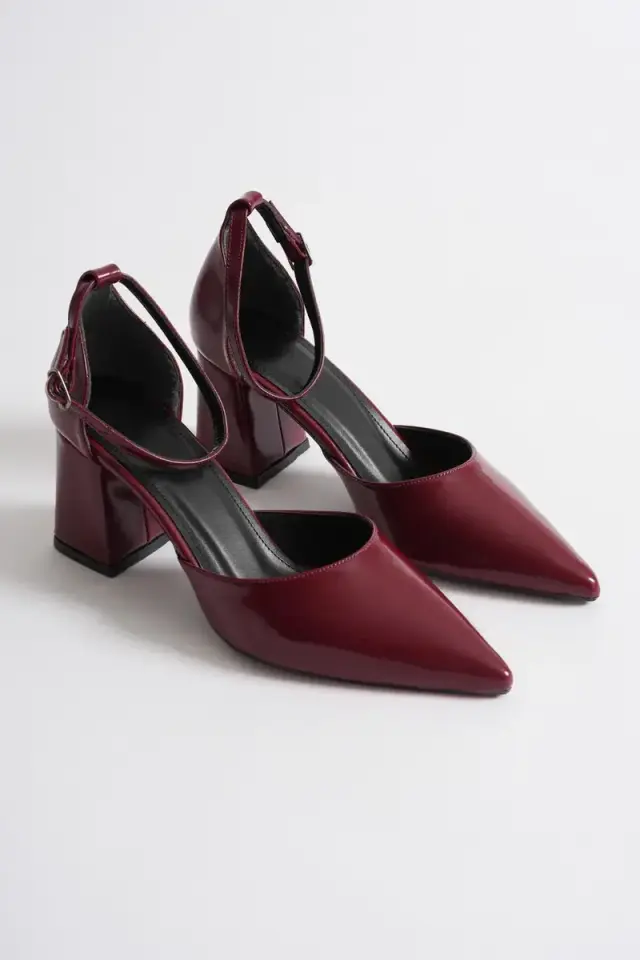 Bordo Rugan Kadın Topuklu Ayakkabı BUCCA08MS11H