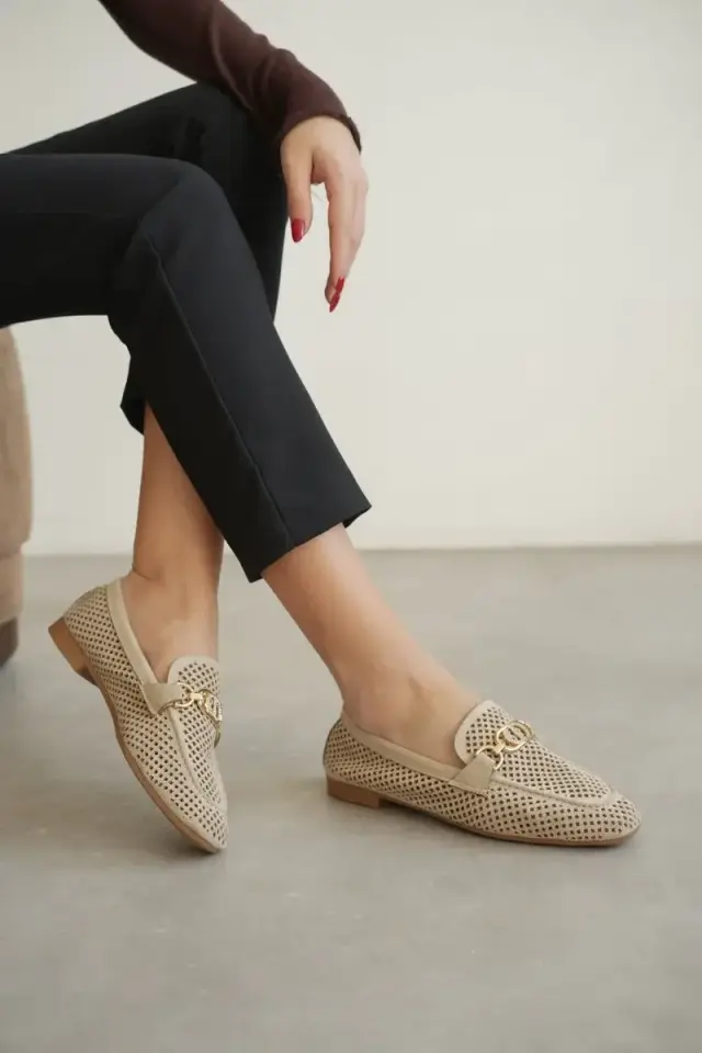 Kadın Süet Bej Günlük Ayakkabı BUCCA27MS02B