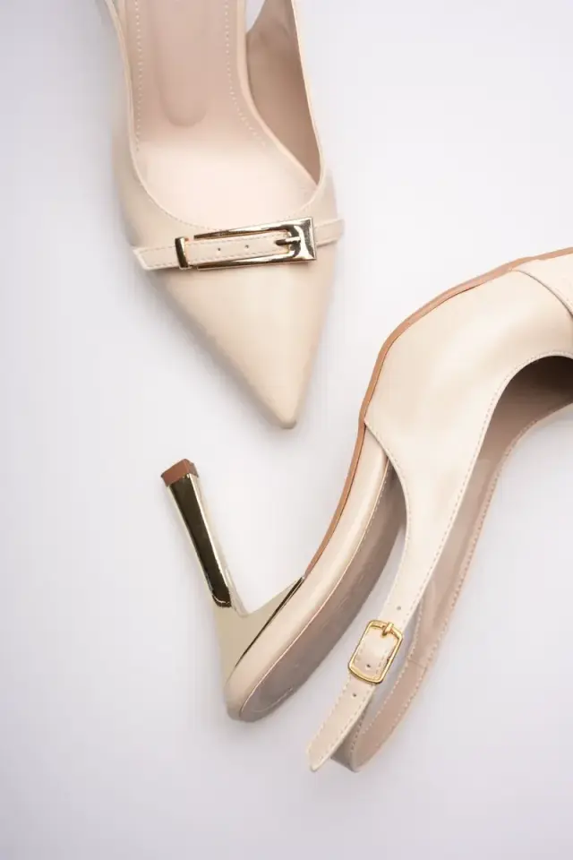 Kadın Bej Tokalı Topuklu Ayakkabı BUCCA08MS34B