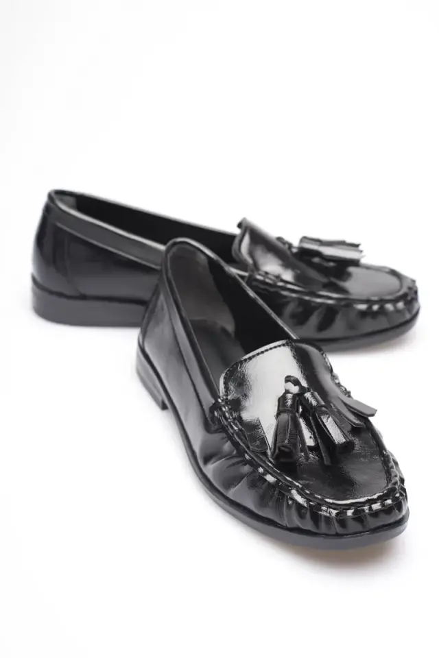 Siyah Rugan Kadın Loafer | BUCCA