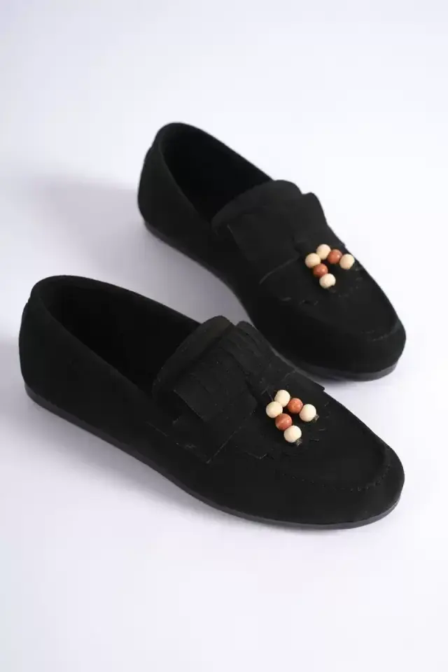 Kadın Siyah Süet Günlük Losfer Ayakkabı  BUCCA19MS03A