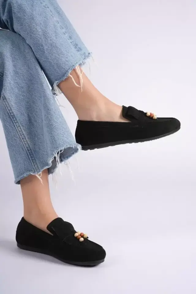 Kadın Siyah Süet Günlük Losfer Ayakkabı  BUCCA19MS03A