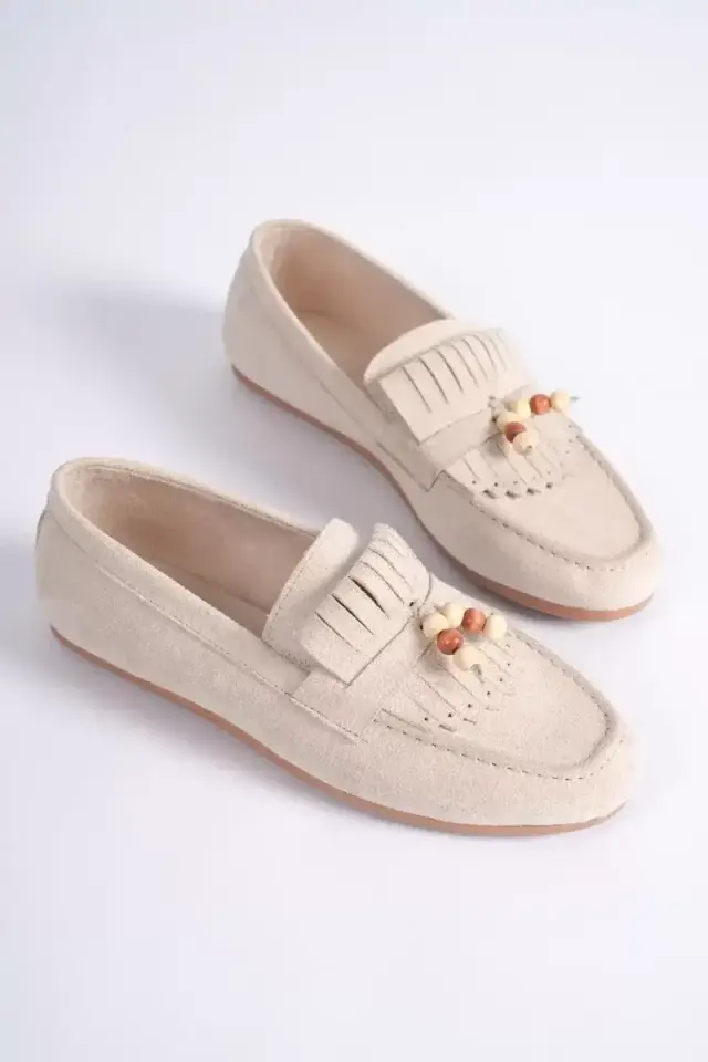 Kadın Bej Süet Günlük Loafer Ayakkabı  BUCCA19MS03B