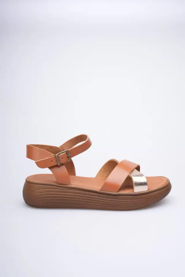 Taba Altın Detaylı Hakiki Deri Sandalet TR31MY58F