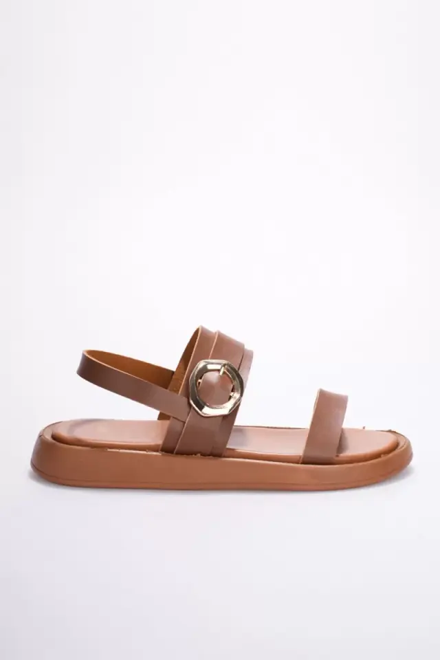 Kadın Taba 2cm Topuk Boyu Yazlık Rahat Sandalet TR27MY05B